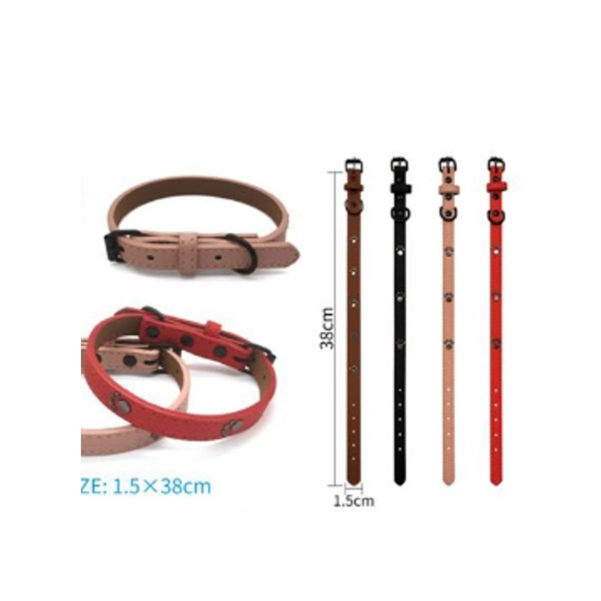 GENERICO - Collar Para Perro Color Rojo Con Diseño 38cm