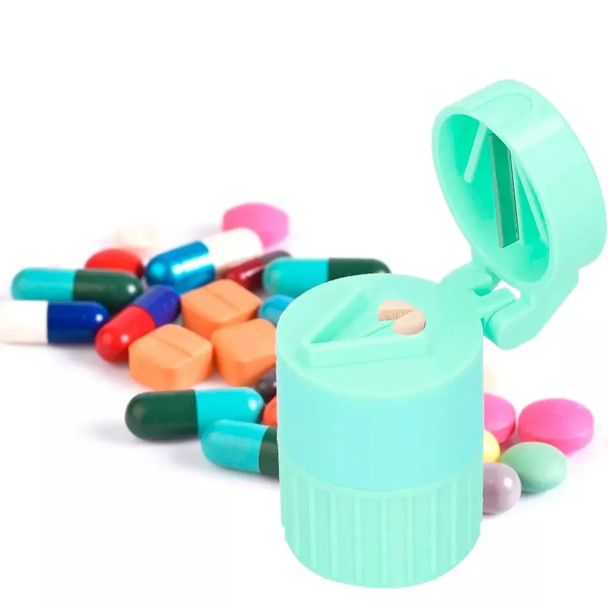 GENERICO - Pastilero Moledor Y Cortador De Pastillas 4 En 1 Verde