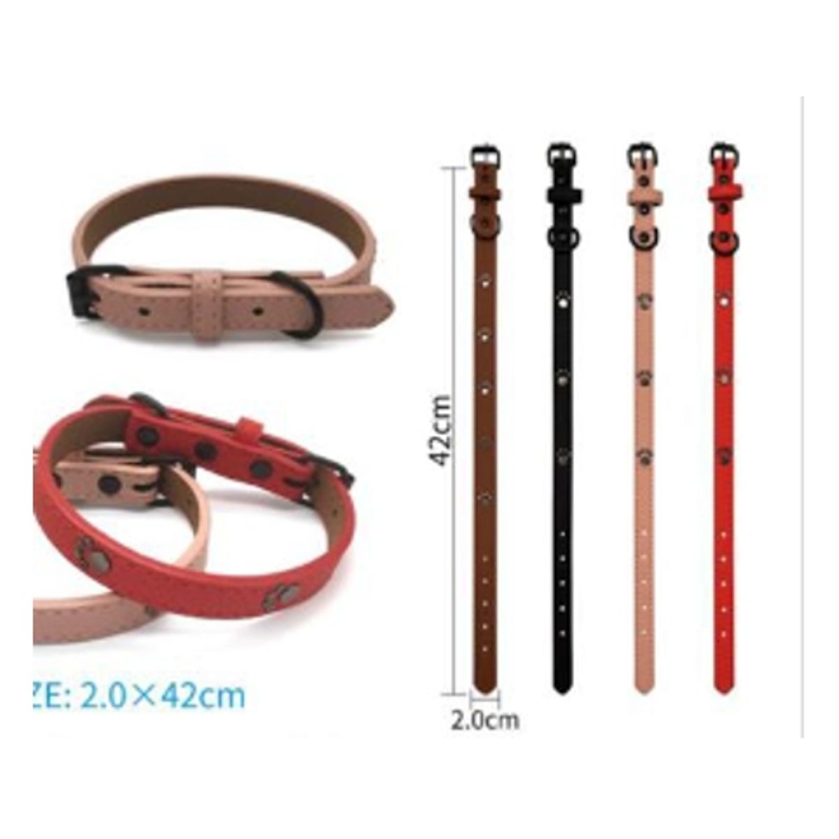 GENERICO - Collar Para Perro Color Rojo Con Diseño 42cm