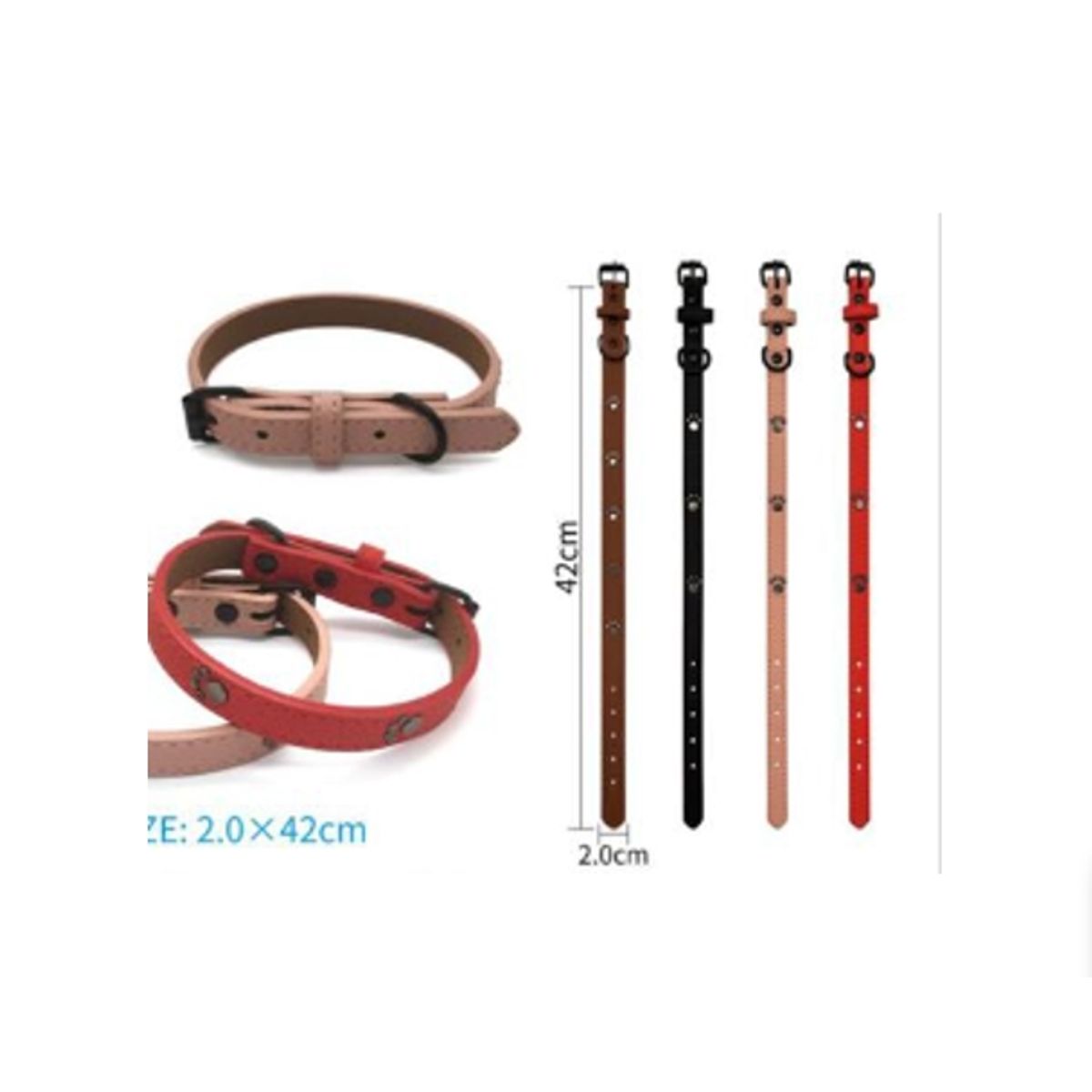 GENERICO - Collar Para Perro Color Rojo Con Diseño 42cm