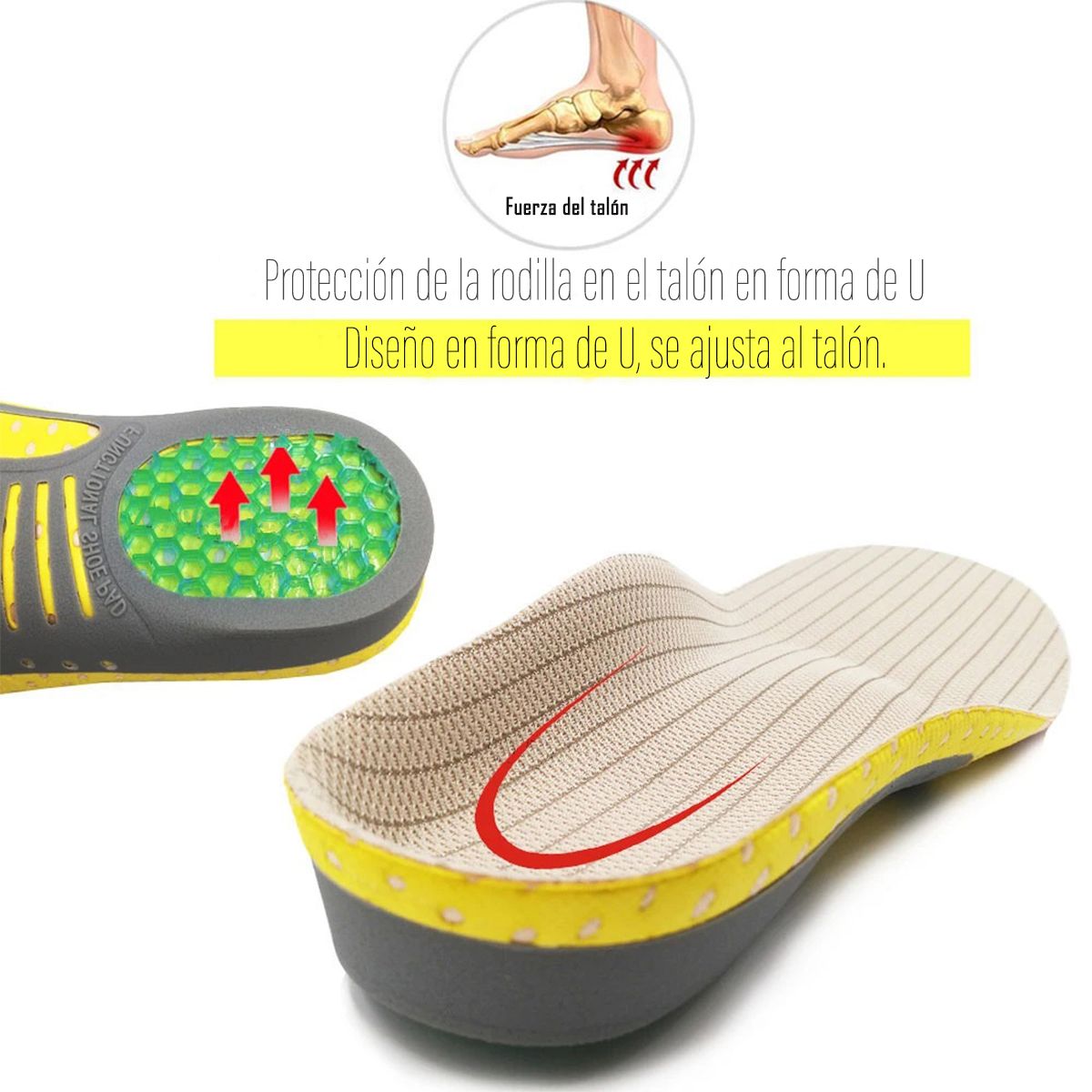 GENERICO - Plantillas Ortopédicas Premium Fascitis Plantar Talla 40-46