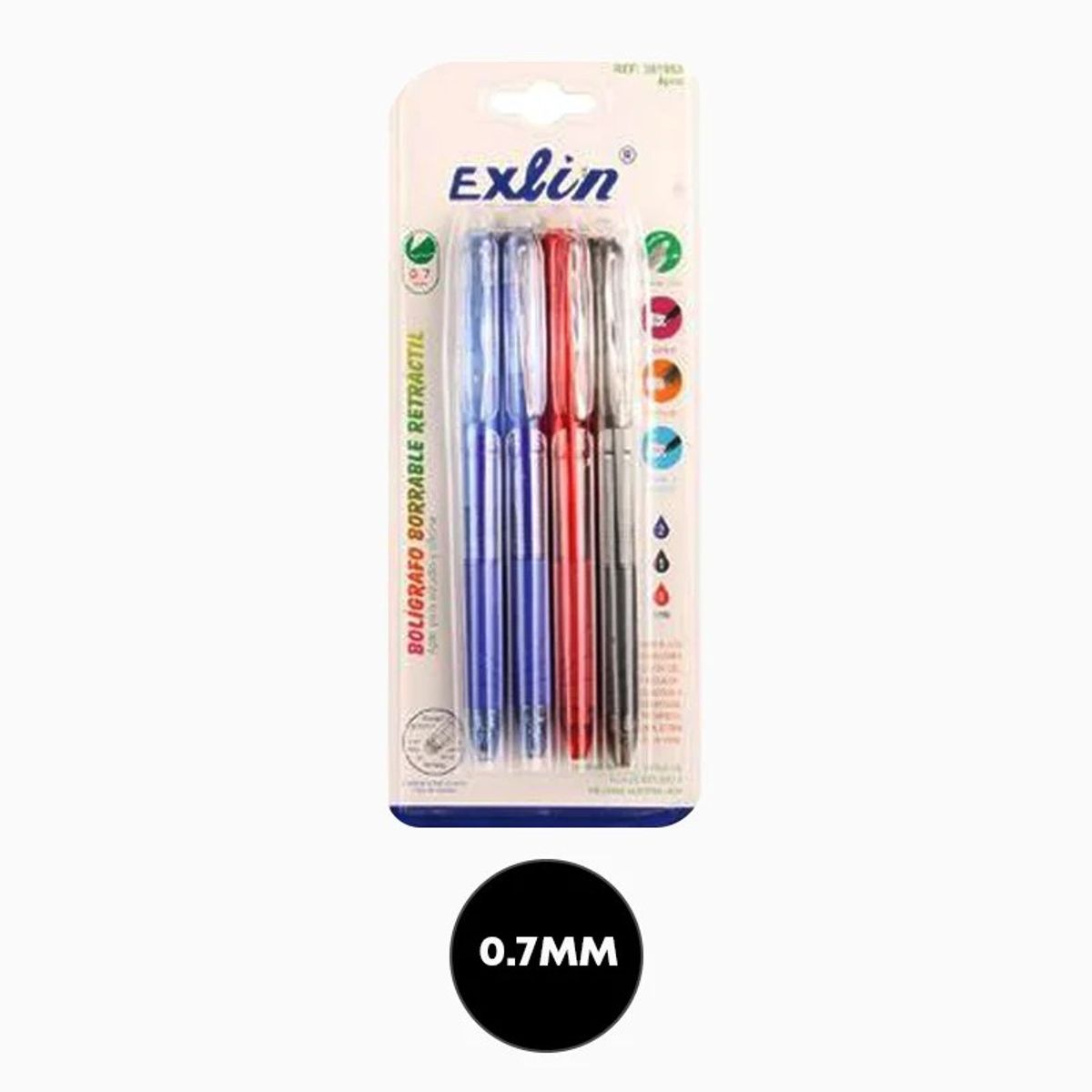 GENERICO - BOLIGRAFO 4 PCS  COLOR SURTIDO BORRABLES 0.7MM