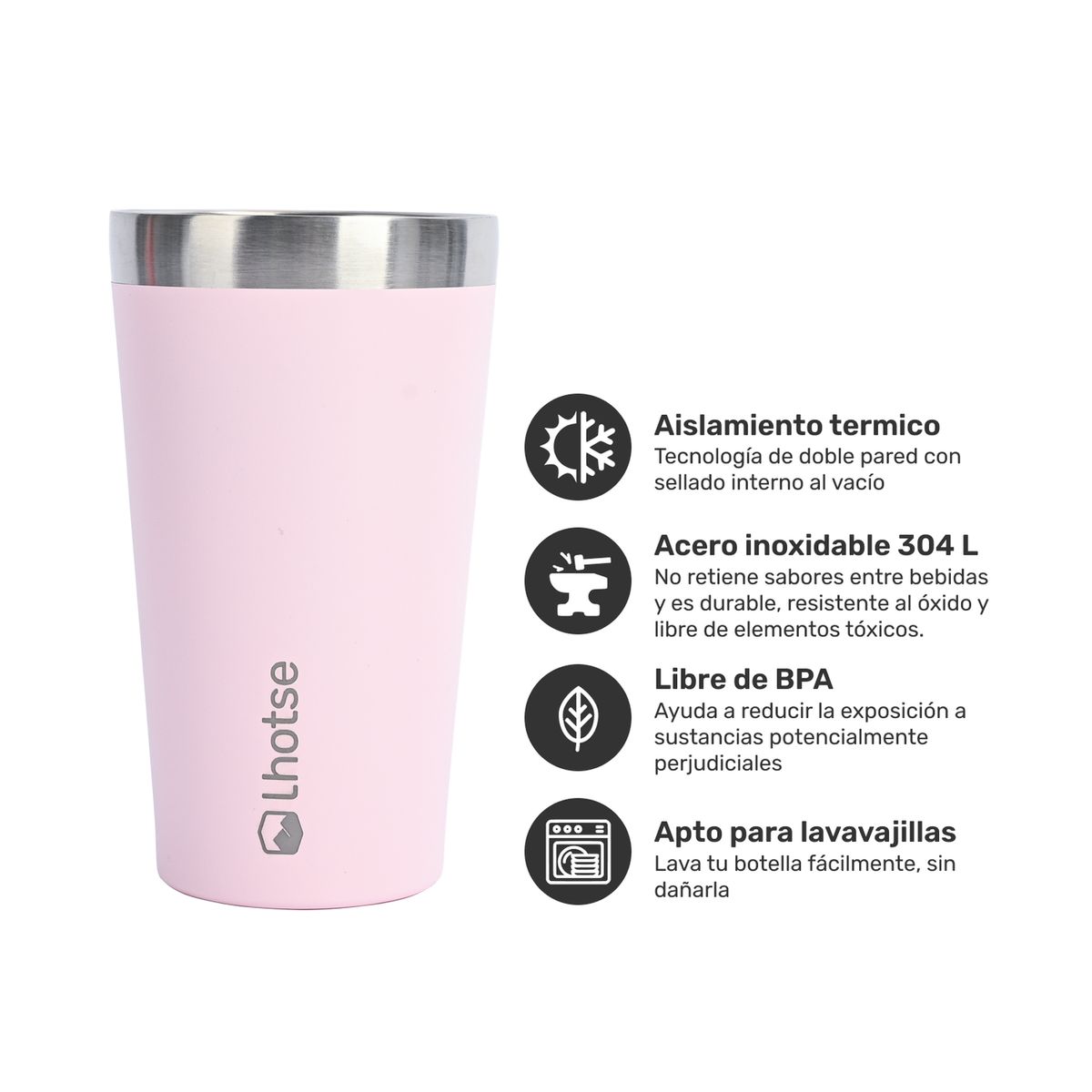 LHOTSE - Vaso Térmico Insulado Camping 480ml - Rosa