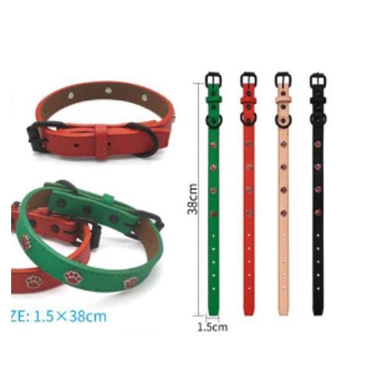 GENERICO - Collar Para Perro Color Rojo Con Diseño 38cm