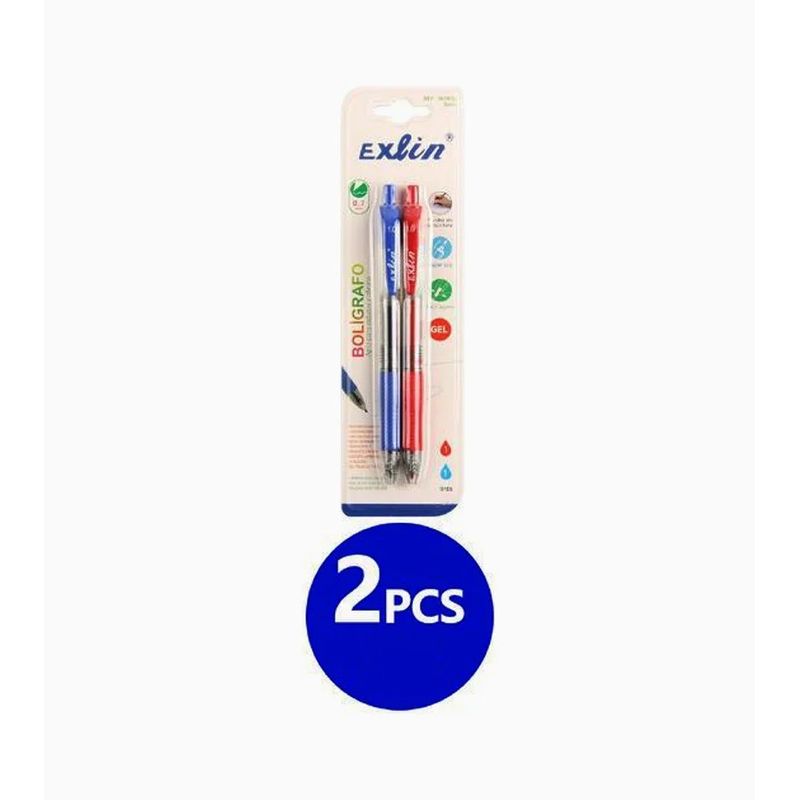 GENERICO - BOLIGRAFO 2 PCS  COLOR ROJO Y AZUL 0.7MM