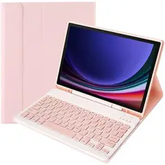 GENERICO - Funda Con Teclado Rosado Para Samsung S9/S9 Fe 10.9 Español