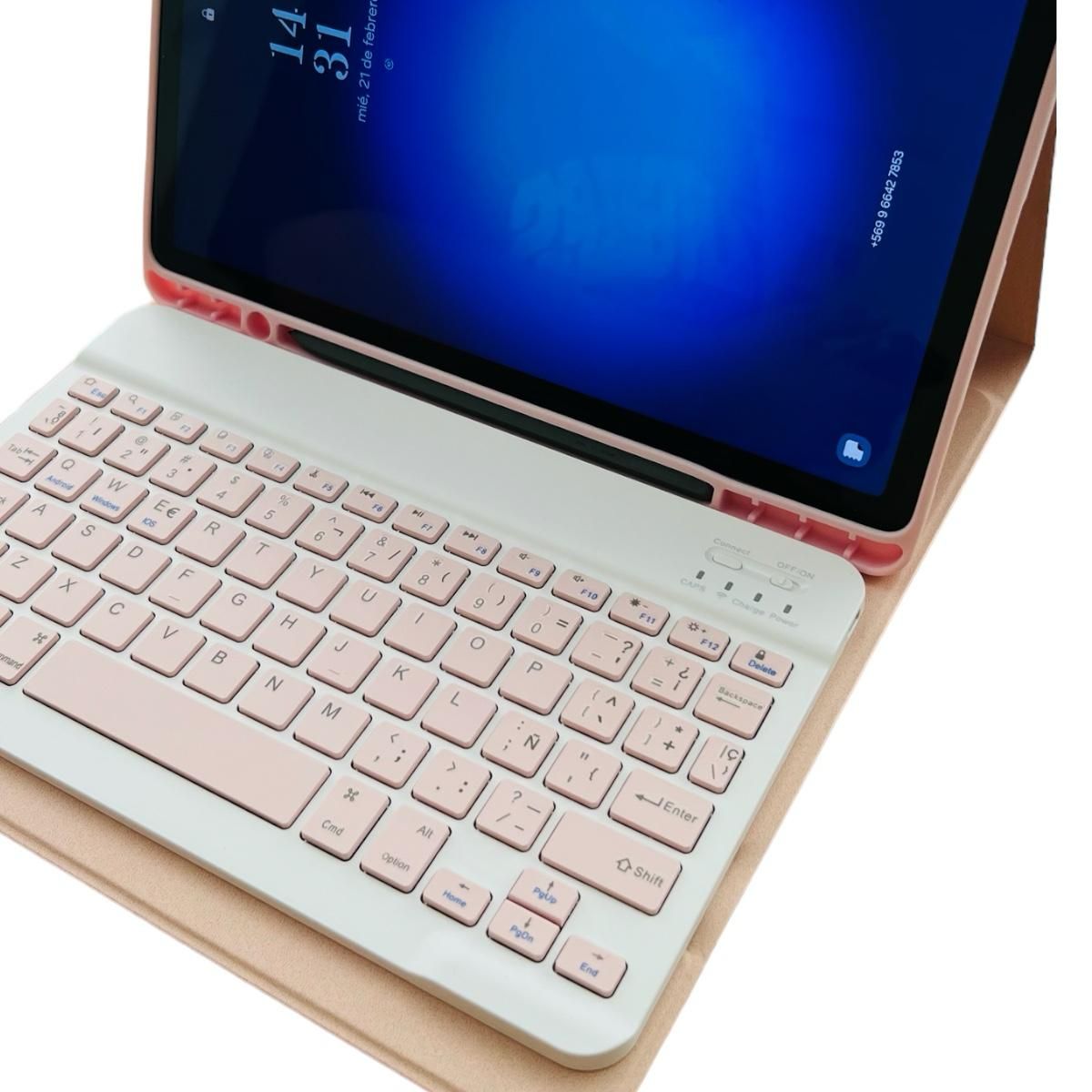 GENERICO - Funda Con Teclado Rosado Para Samsung S9/S9 Fe 10.9 Español