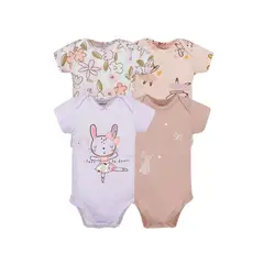 TEDMIMAK - Pack de 4 Bodies Conejita bebe Niña