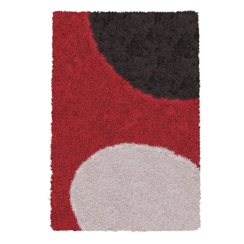 MASHINI - Alfombra Shaggy Roma 200x285 cm Circulos Rojo