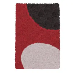 MASHINI - Alfombra Shaggy Roma 200x285 cm Circulos Rojo