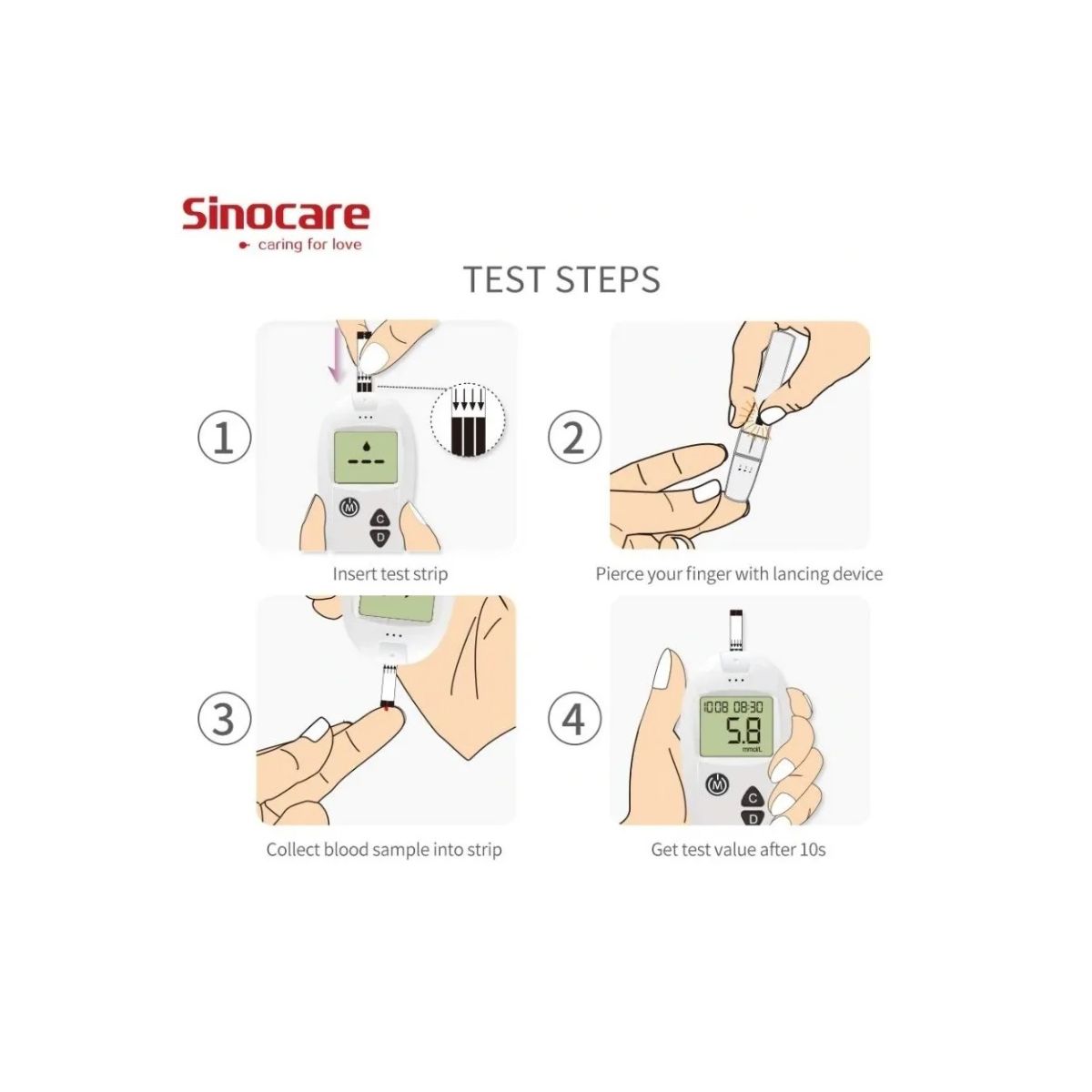 GENERICO - 100 Lancetas + 100 Tiras Reactivas Sinocare