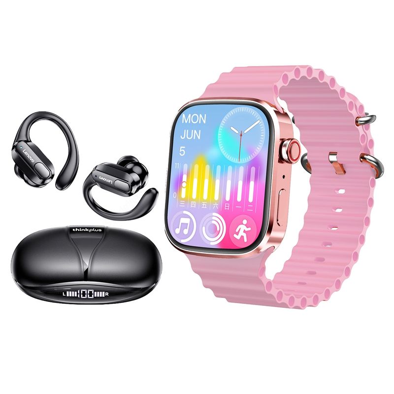 LENOVO - Pack Audífonos Bluetooth Lenovo XT80 Negro + Smartwatch i19 PRO Rosado
