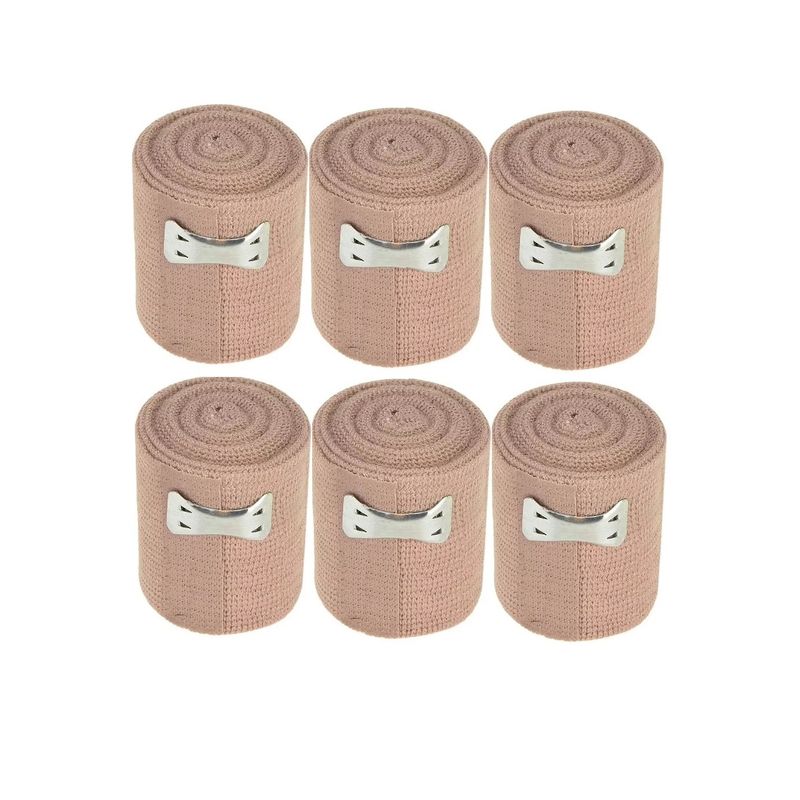 GENERICO - Pack x 6 Vendas Elásticas 5 Cm X 4.5 Mt + Gancho Sujetador