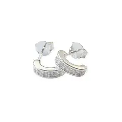 ANDREA COGGIOLA JOYAS - Aros Mini Media Argolla Circón Plata Fina 925