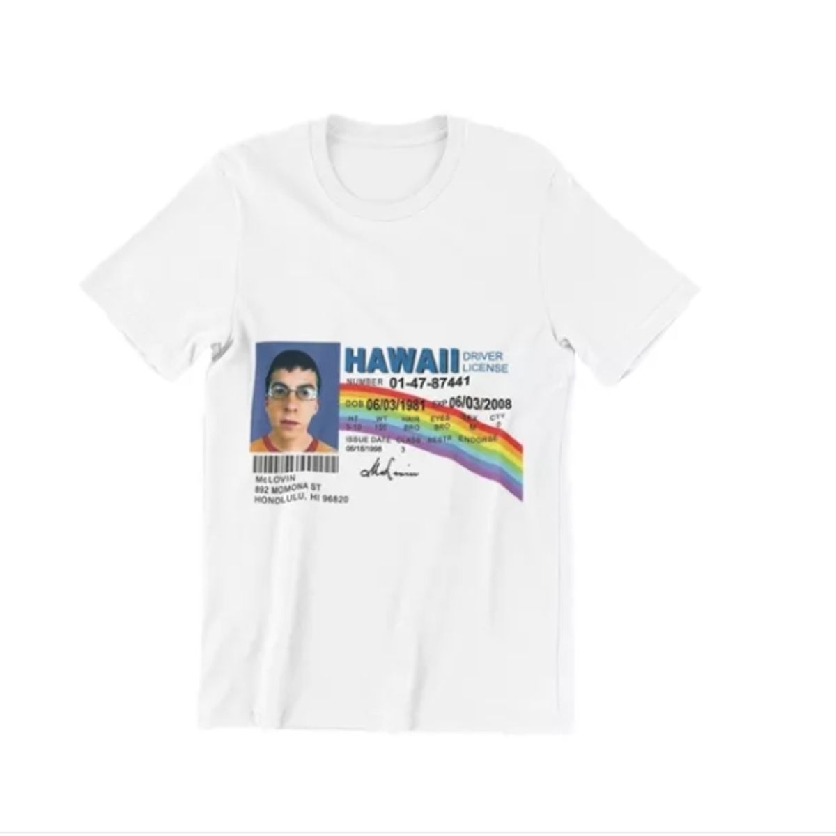 GENERICO - Polera Unisex Superbad Cool Mclovin Cedula Estampado Algodo