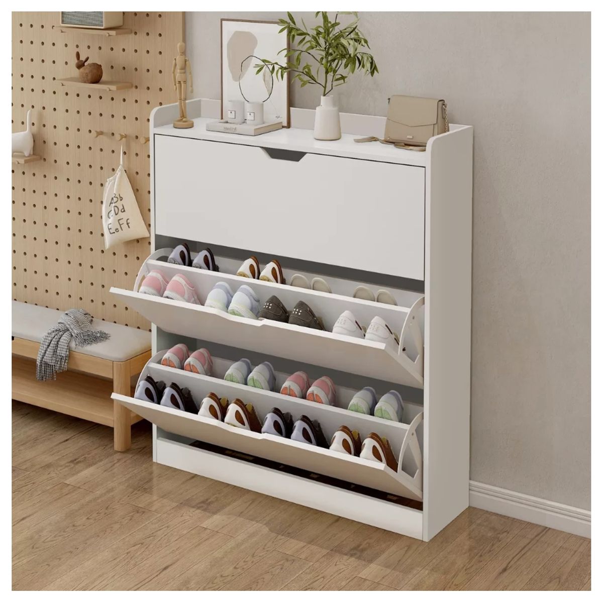 HOMER DESIGN - Zapatero Organizador Estante Zapato Hall Armario 110x100x24cm blanco