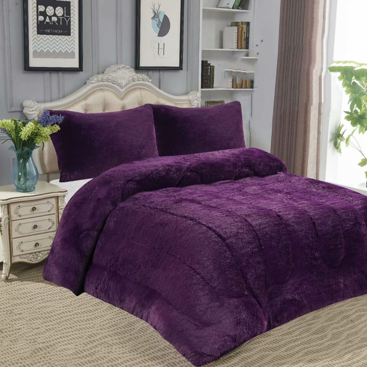 GENERICO - COBERTOR PELUDO MORADO DE INVIERNO CON CHIPORRO KING TF