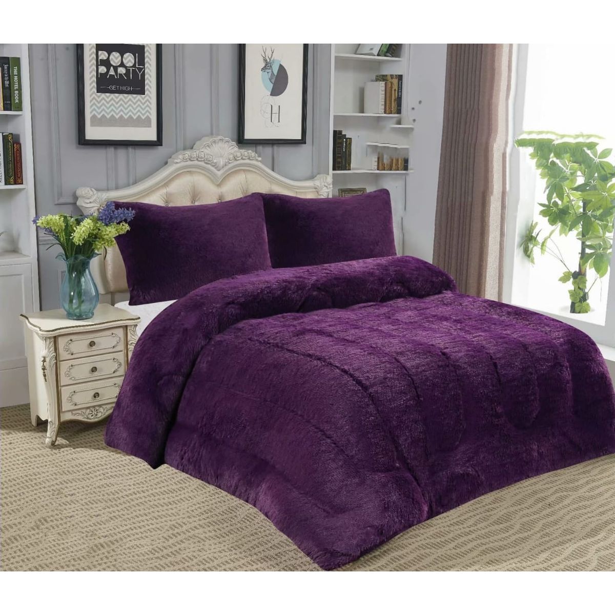 GENERICO - COBERTOR PELUDO MORADO DE INVIERNO CON CHIPORRO KING TF