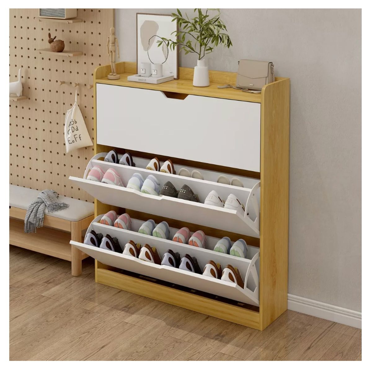 HOMER DESIGN - Zapatero Organizador Estante Zapato Hall Armario 110x100x24cm marron