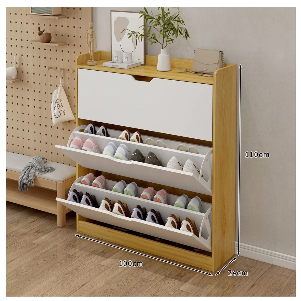 HOMER DESIGN - Zapatero Organizador Estante Zapato Hall Armario 110x100x24cm marron