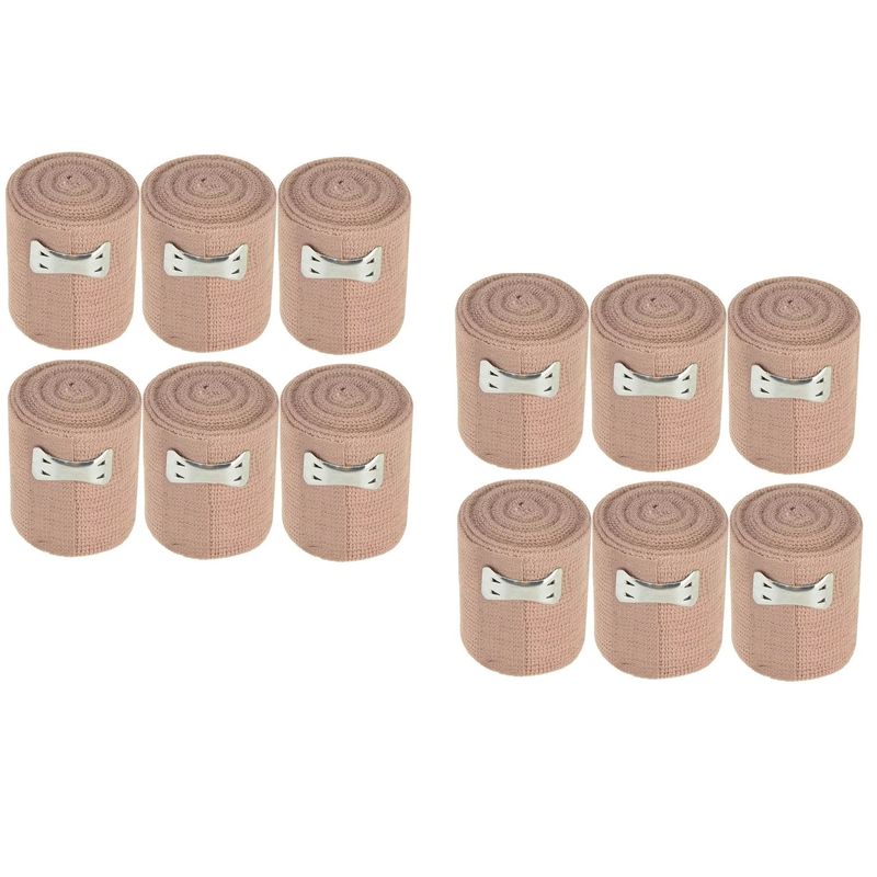 GENERICO - Pack x 12 Vendas Elásticas 5 Cm X 4.5 Mt + Gancho Sujetador