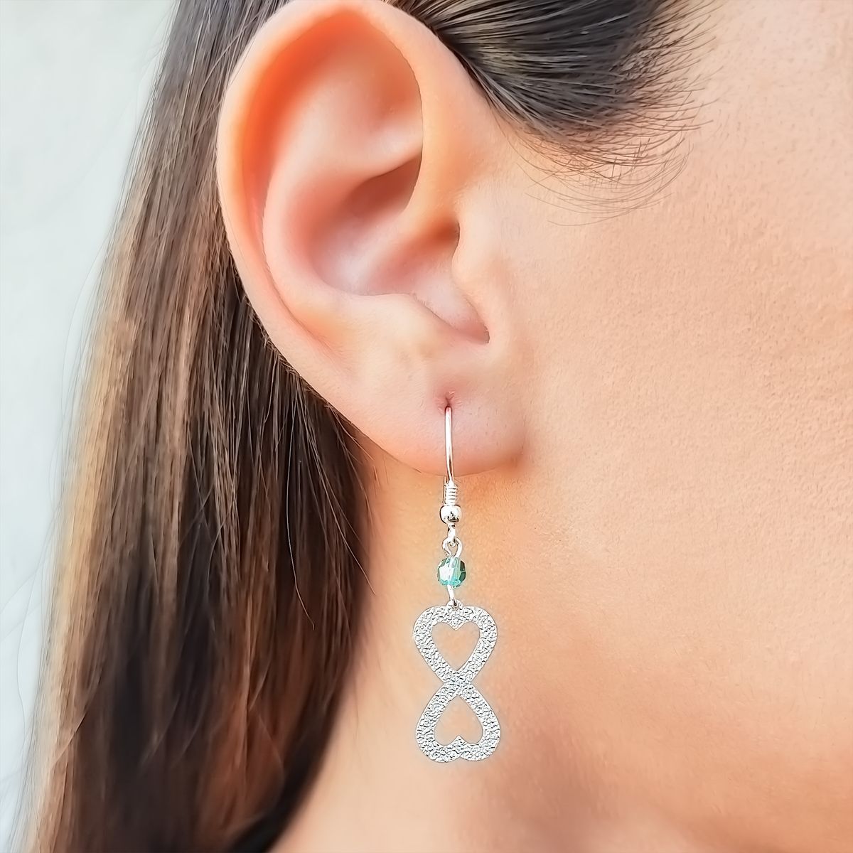 COGGIOLA - Aros 2 Corazones Satinados Cristal Plata Fina 925