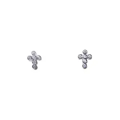 ANDREA - Aros Cruz Mini Circón Plata Fina 925