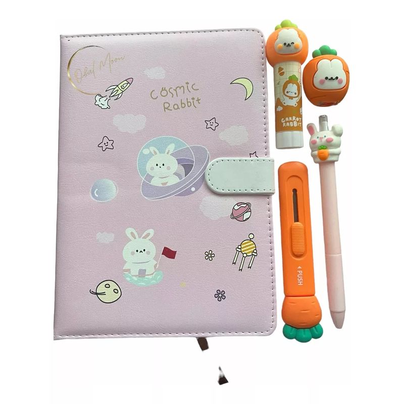 GENERICO - Set Libreta Rabbit Kawaii+lápizpegamentosacapuntastiptop