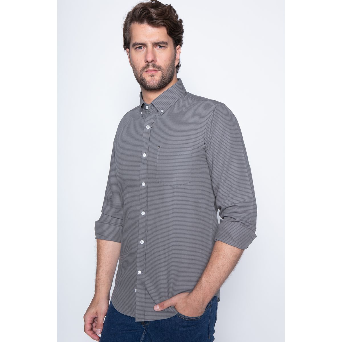 NEW MAN - Camisa Farnham Gris New Man