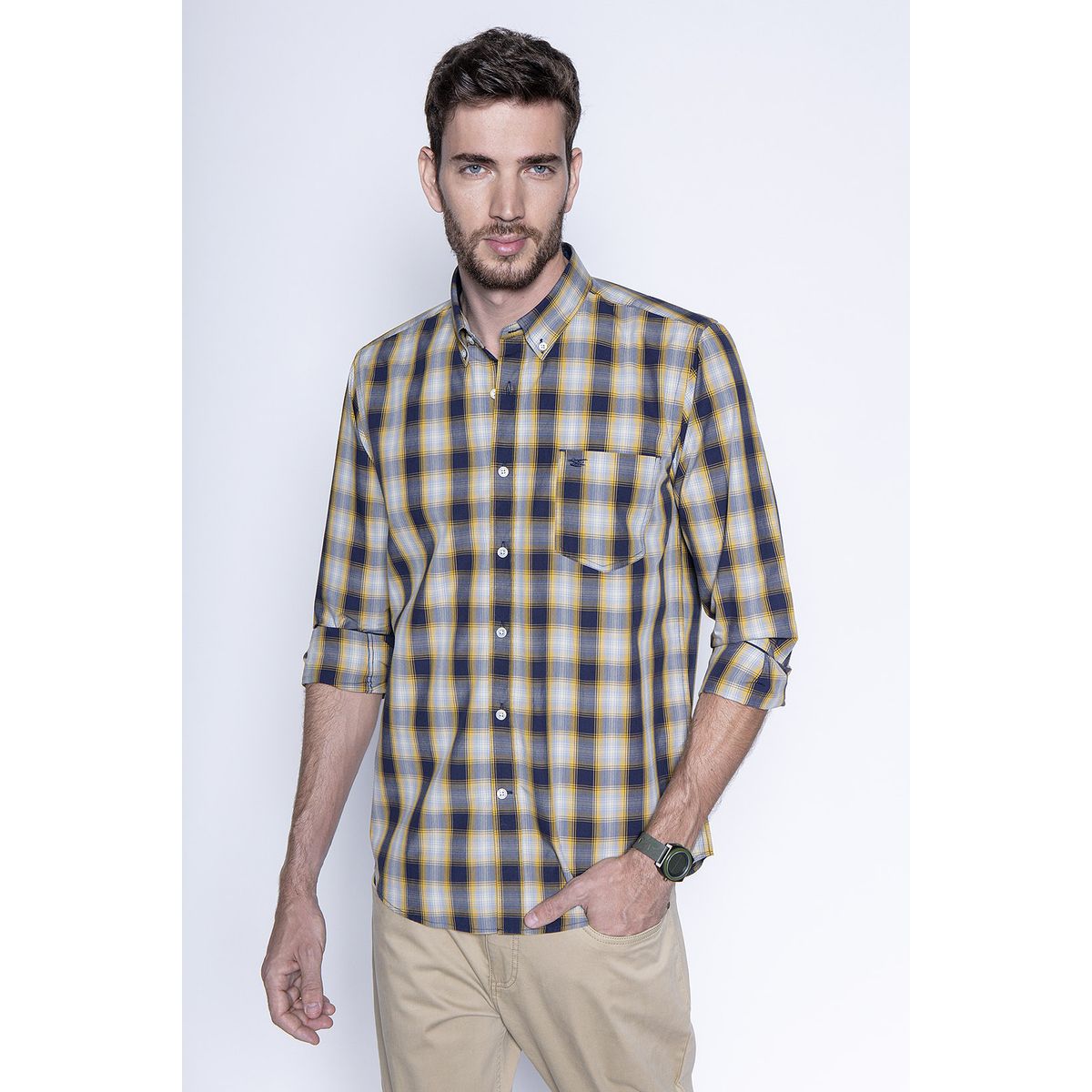 FEROUCH - Camisa Cuadro Chicago F Amarillo Ferouch
