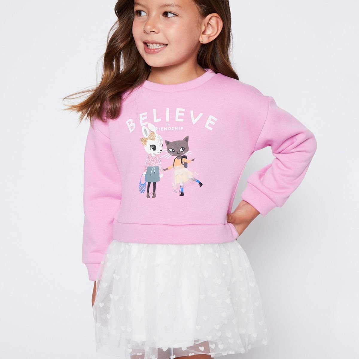 FAMILY SHOP - Vestido Niña Blanco Franela Family Shop