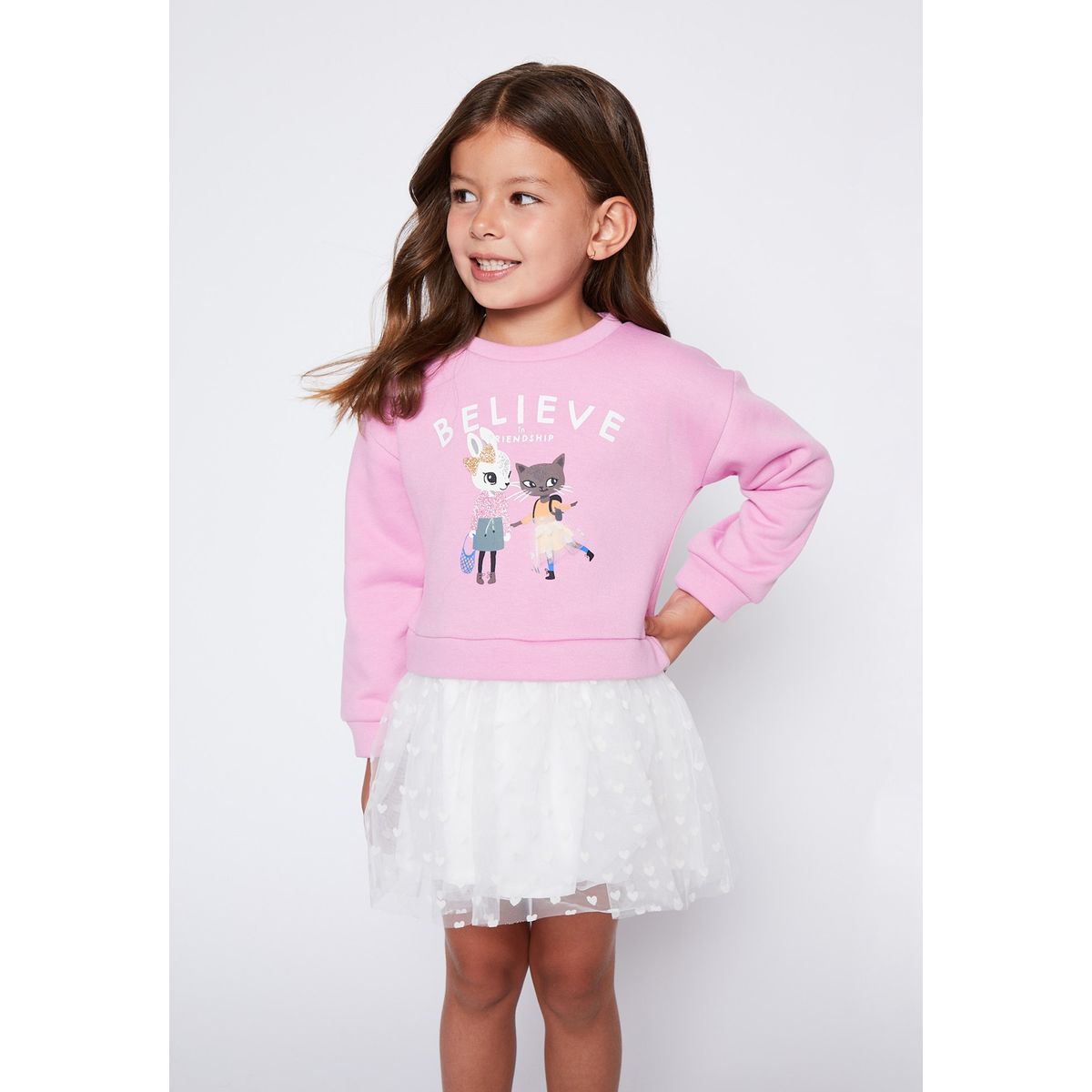 FAMILY SHOP - Vestido Niña Blanco Franela Family Shop