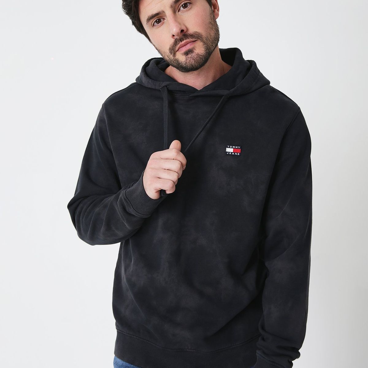 TOMMY HILFIGER - Polerón Con Gorro Y Logo Negro Tommy Hilfiger