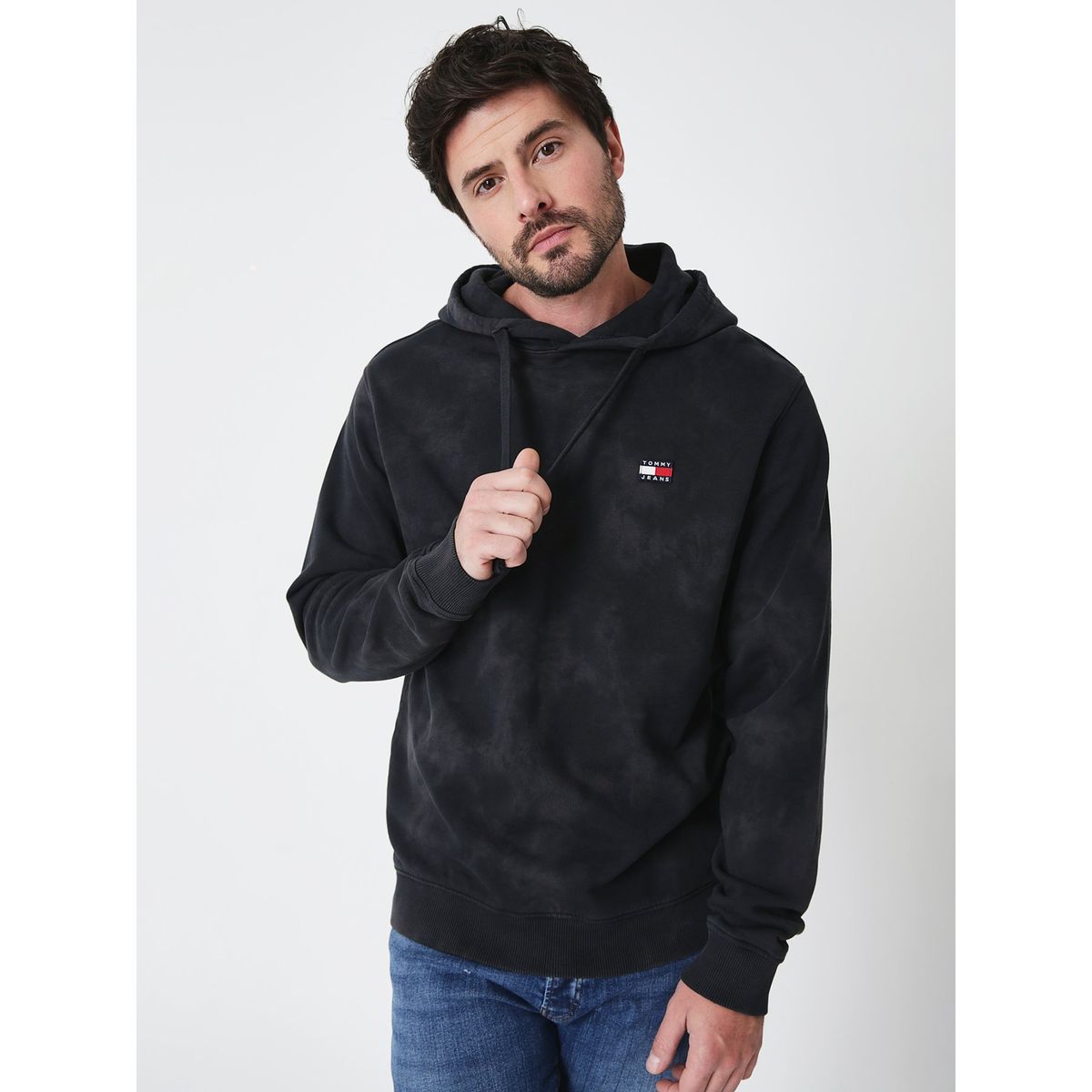 TOMMY HILFIGER - Polerón Con Gorro Y Logo Negro Tommy Hilfiger