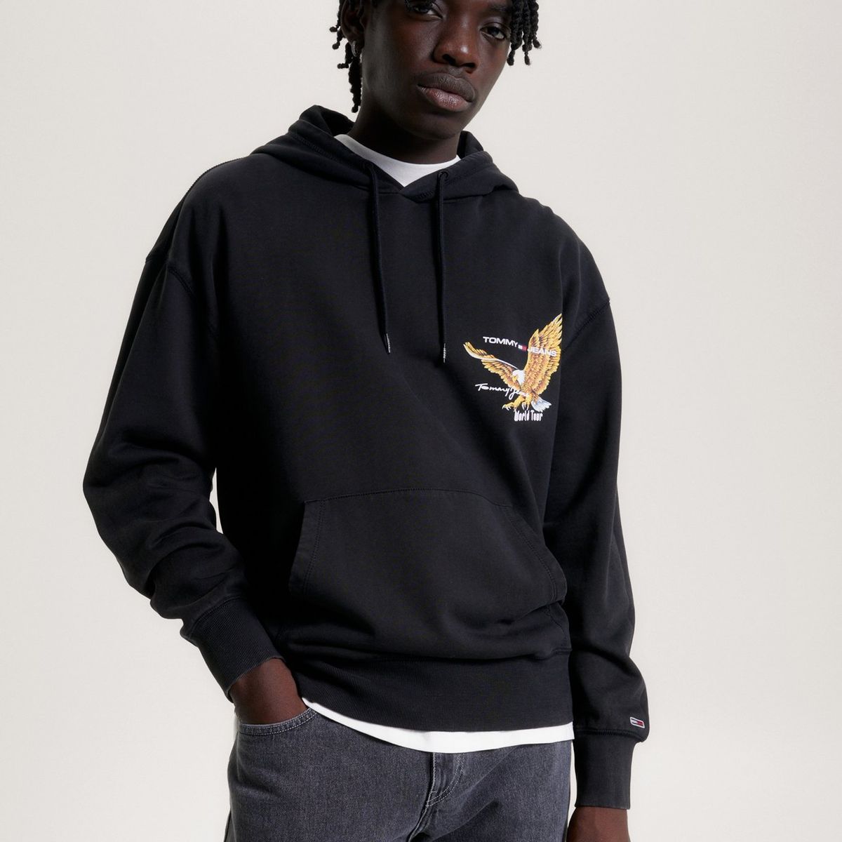 TOMMY HILFIGER - Polerón Hoodie Relaxed Con Diseño  Negro Tommy Hilfiger