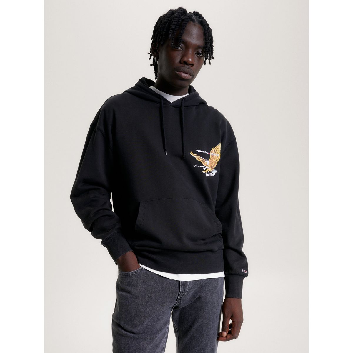 TOMMY HILFIGER - Polerón Hoodie Relaxed Con Diseño  Negro Tommy Hilfiger