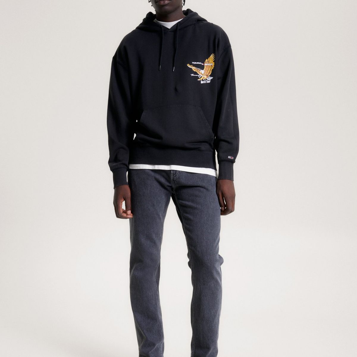 TOMMY HILFIGER - Polerón Hoodie Relaxed Con Diseño  Negro Tommy Hilfiger