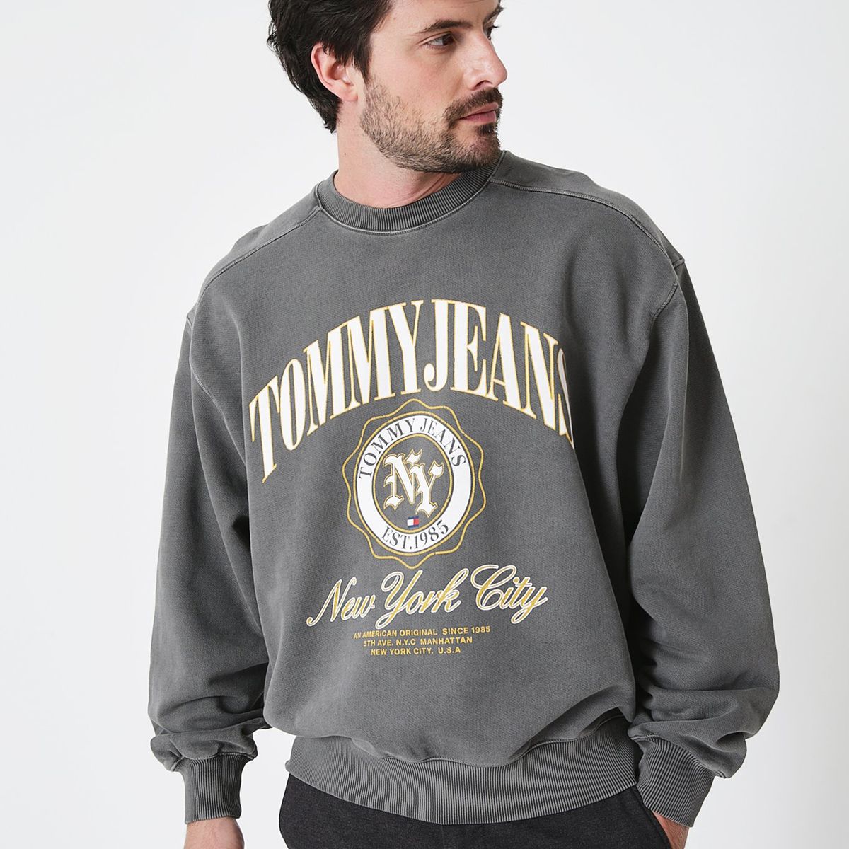 TOMMY HILFIGER - Polerón Relaxed Boxy Con Logo Negro Tommy Hilfiger