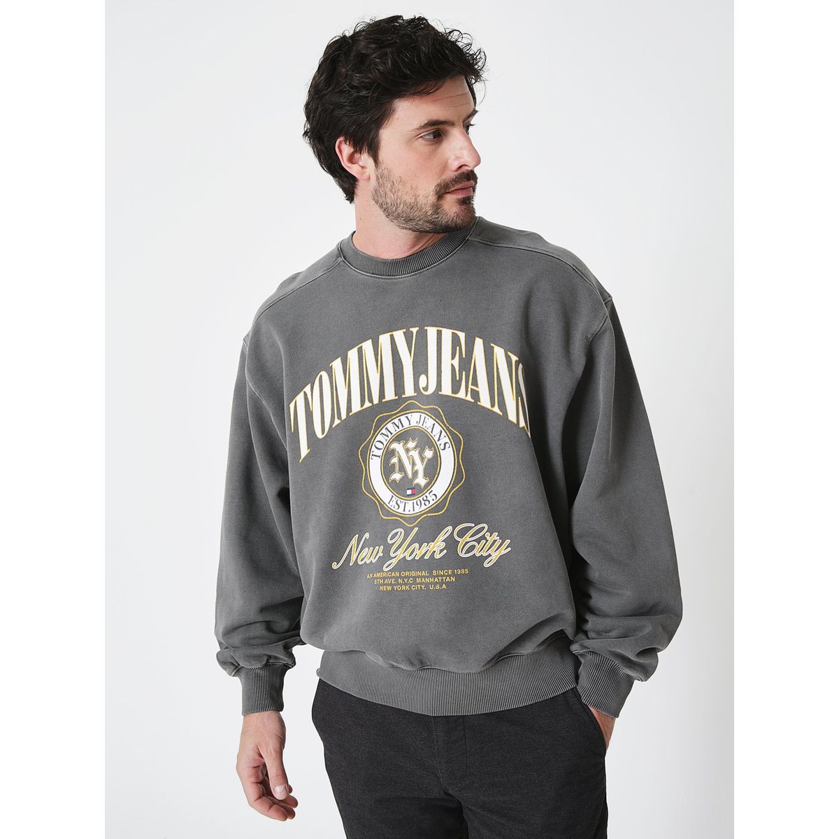 TOMMY HILFIGER - Polerón Relaxed Boxy Con Logo Negro Tommy Hilfiger