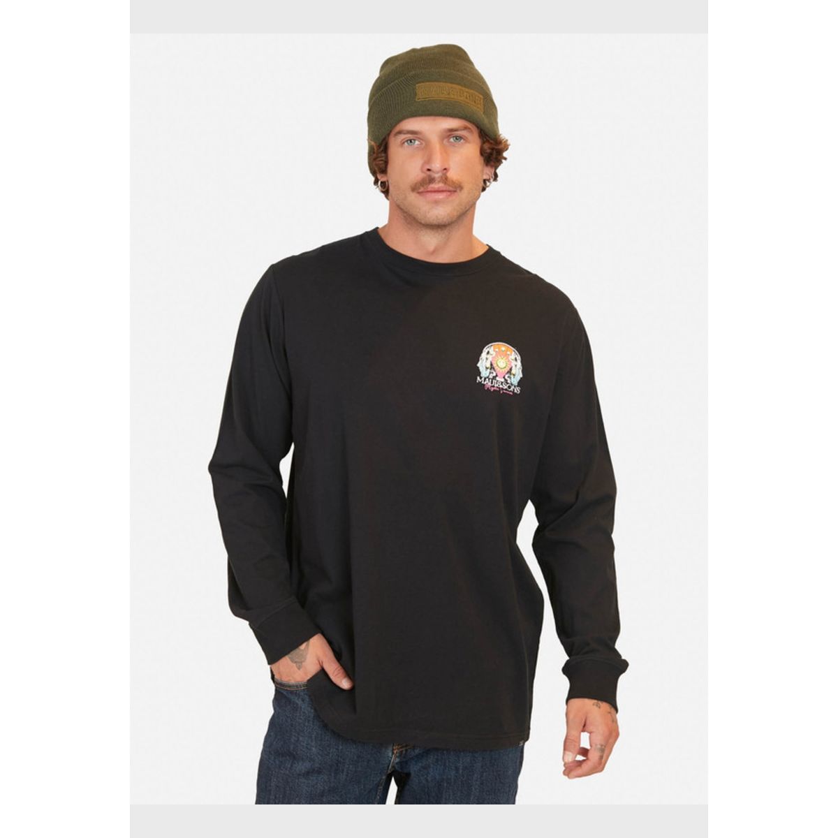 MAUI AND SONS - Polera Faces Maui Ls Tees Negro Hombre Maui And Sons