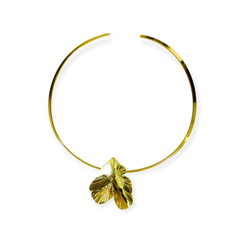 ANDREA COGGIOLA JOYAS - Collar Rígido Orquídea  Enchapado Oro 18K