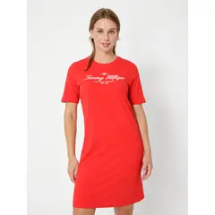 TOMMY HILFIGER - Vestido Logo Script Rojo