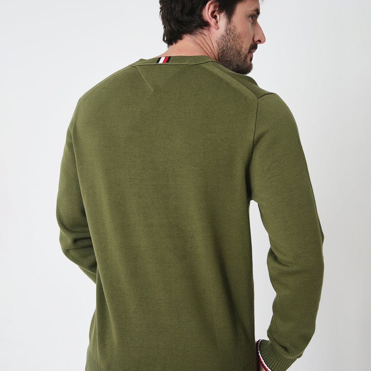TOMMY HILFIGER - Sweater C-Neck Con Logo Bordado Verde Tommy Hilfiger