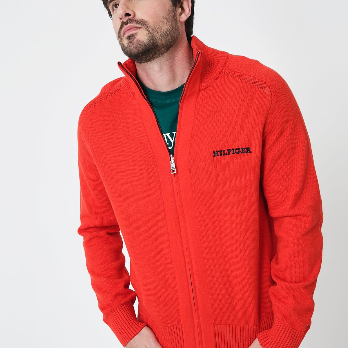 TOMMY HILFIGER - Sweater Monotipocon Cierre Rojo Tommy Hilfiger