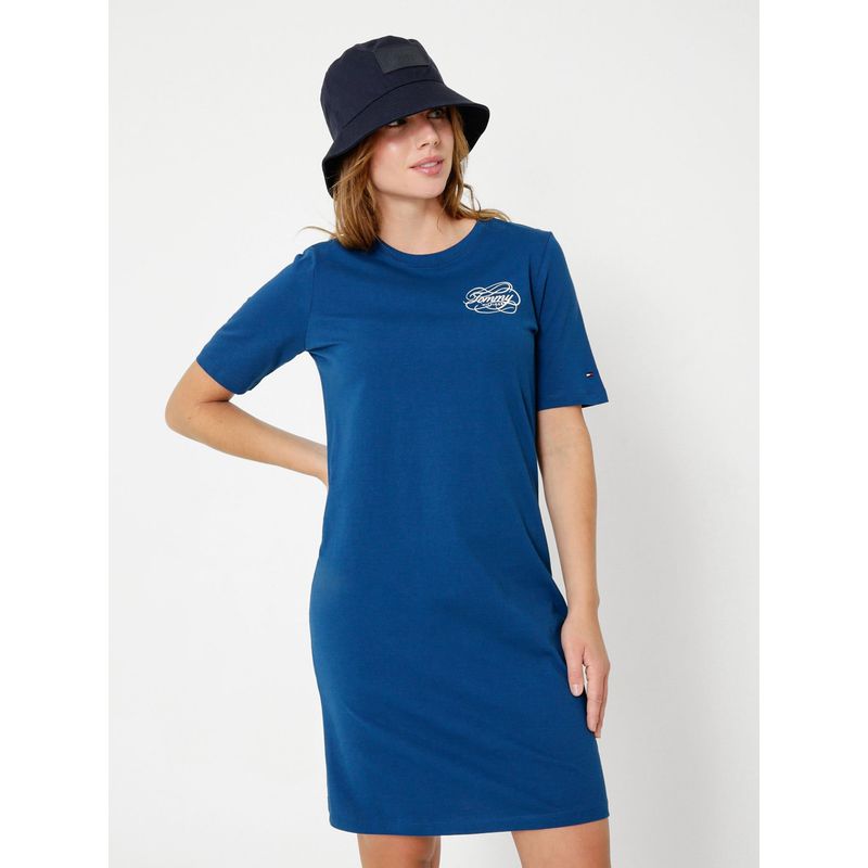 TOMMY HILFIGER - Vestido Camisero Con Logo Azul Tommy Hilfiger