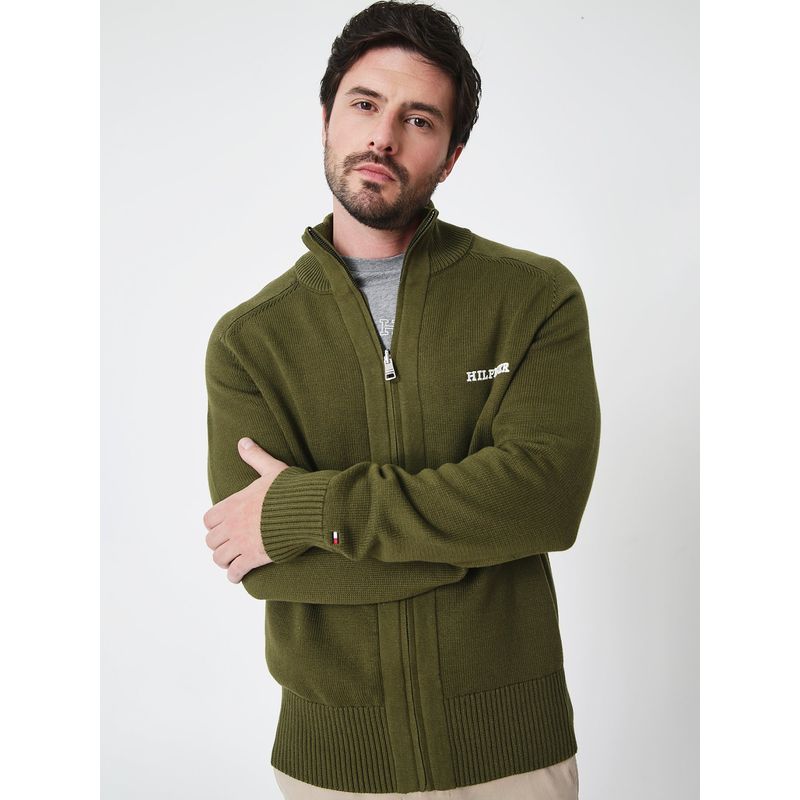 TOMMY HILFIGER - Sweater Monotipocon Cierre Verde Tommy Hilfiger