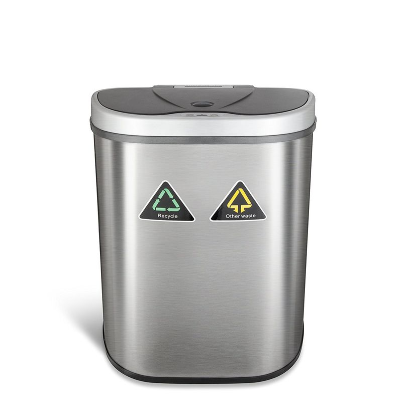 NINESTARS - Basurero Automatico Papelera sensor Reciclaje Doble 70 Lts
