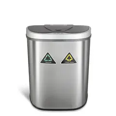 NINESTARS - Basurero Automatico Papelera sensor Reciclaje Doble 70 Lts