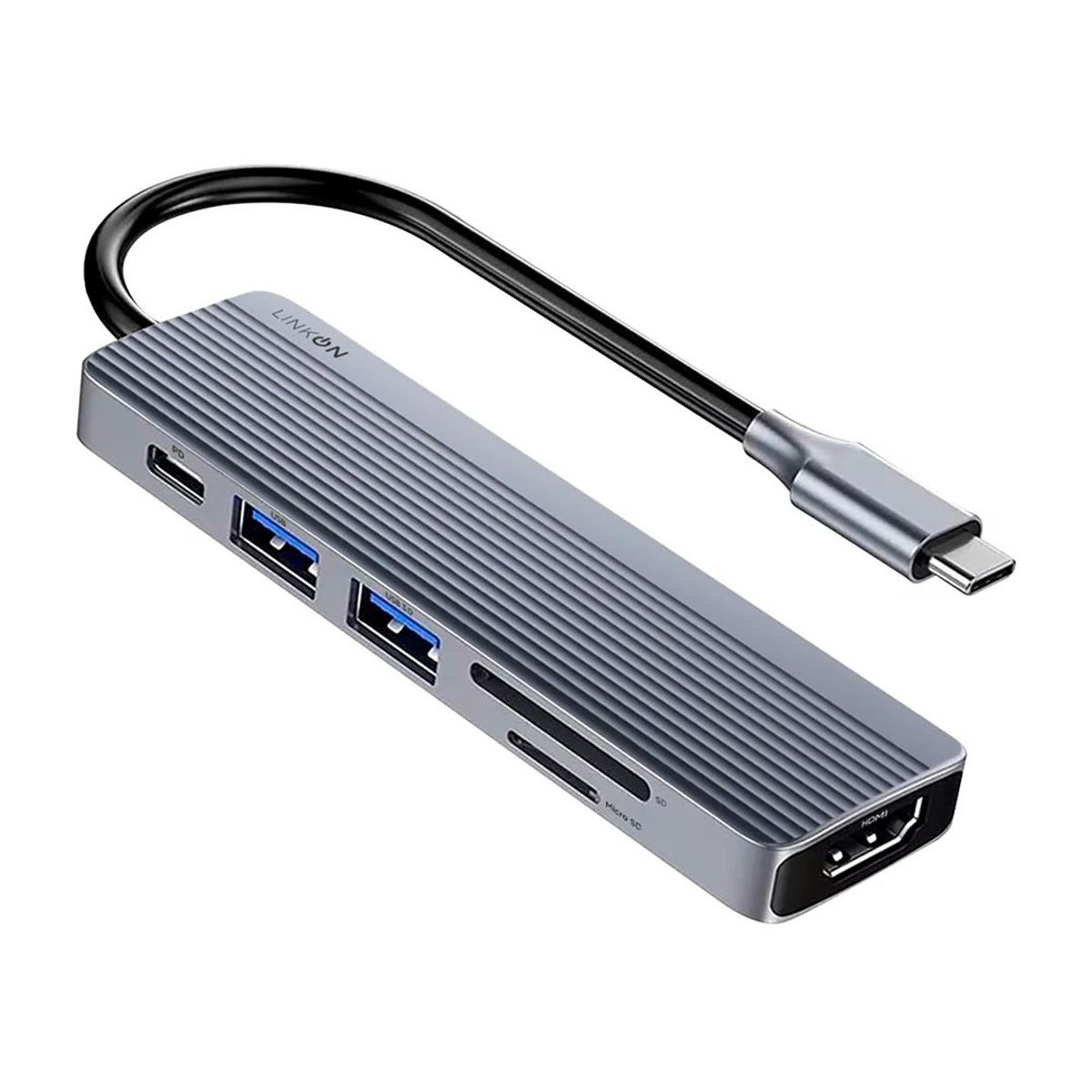 LINKON - LINKON Hub USB-C 6 en 1 HDMI 4K MicroSD TF Gris