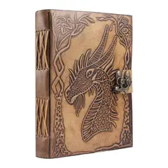 FRANZ MOSSI - Cuaderno Agenda Diario De Cuero Tallado Dragon
